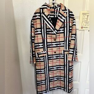 Burberry Logo Nova Check Cotton Trench Coat Size XL